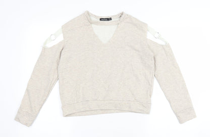 Boohoo Womens Beige Polyester Pullover Sweatshirt Size 8 Pullover - Keyhole neck