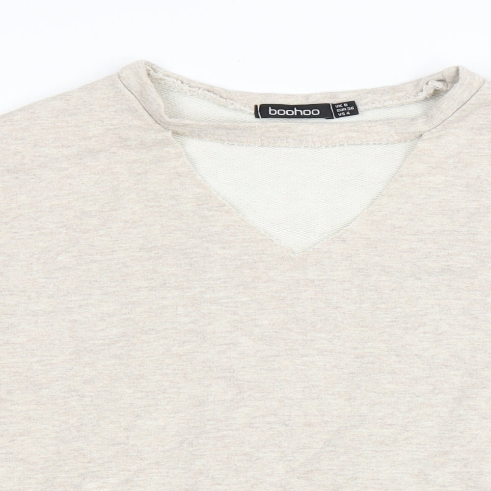 Boohoo Womens Beige Polyester Pullover Sweatshirt Size 8 Pullover - Keyhole neck