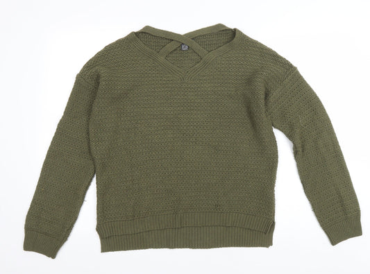 Primark Womens Green V-Neck Acrylic Pullover Jumper Size M