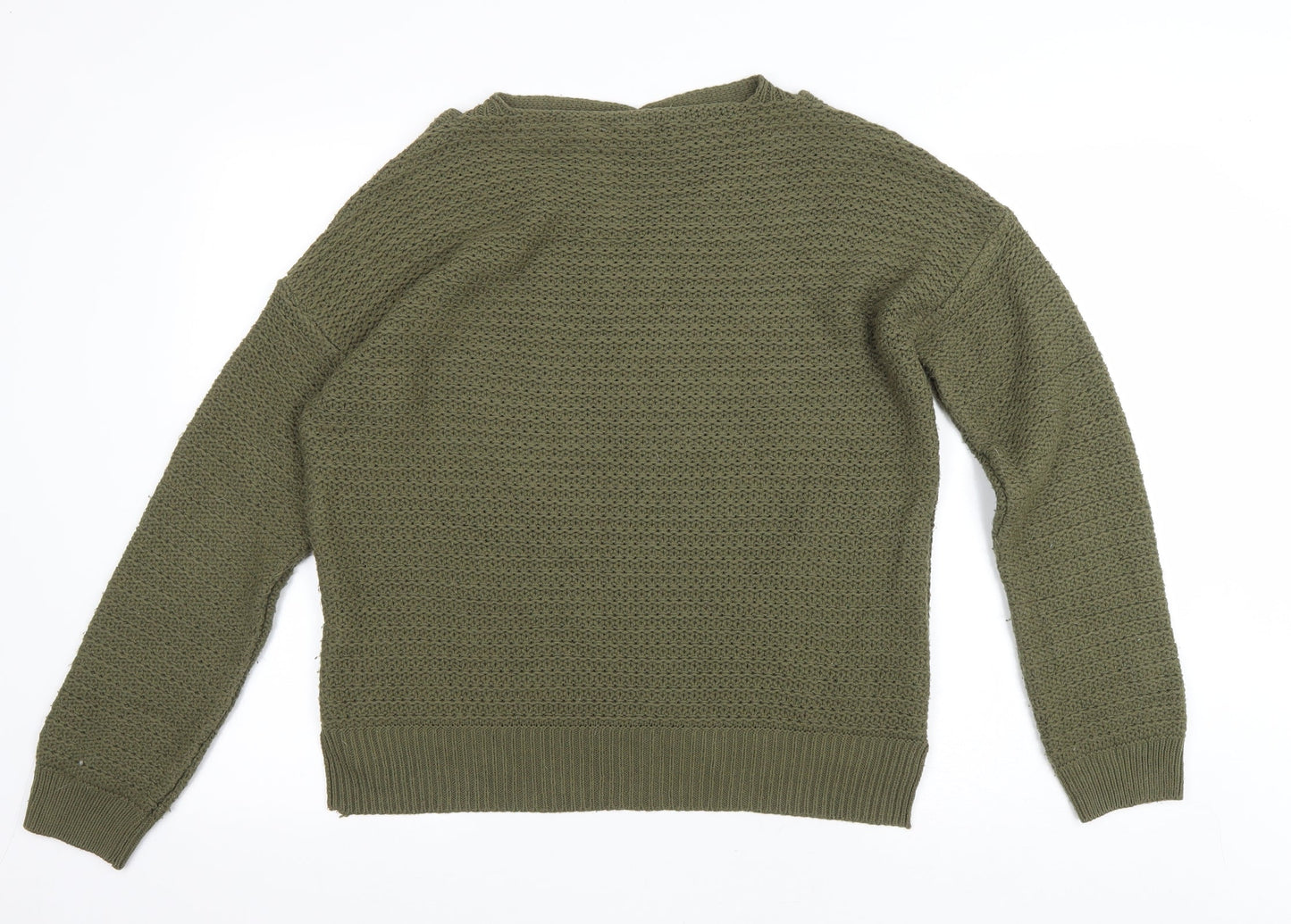 Primark Womens Green V-Neck Acrylic Pullover Jumper Size M