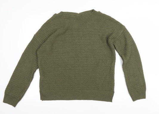 Primark Womens Green V-Neck Acrylic Pullover Jumper Size M