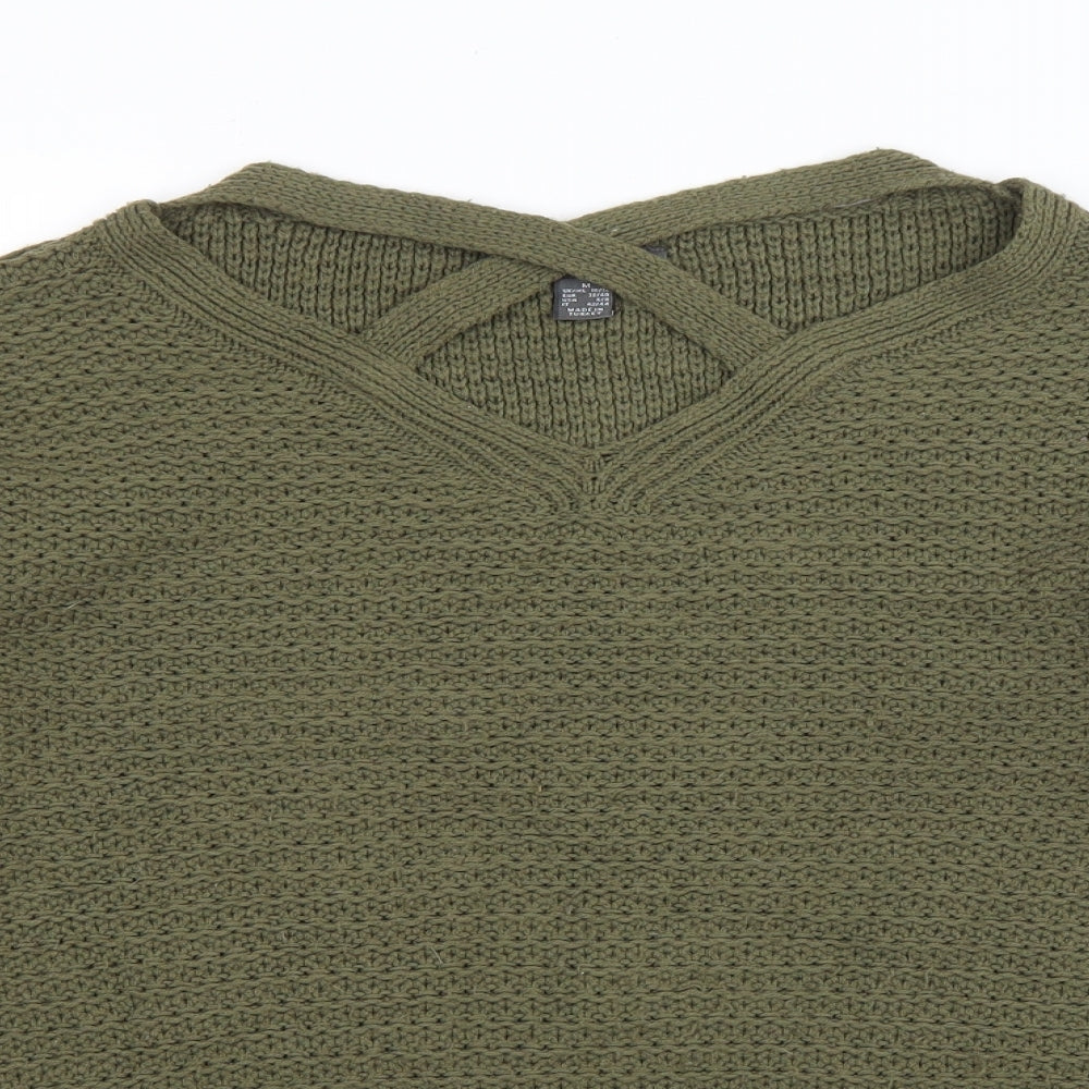 Primark Womens Green V-Neck Acrylic Pullover Jumper Size M