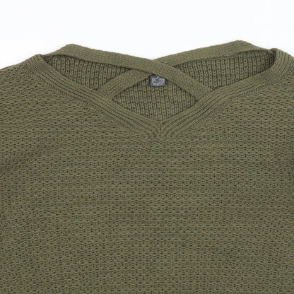Primark Womens Green V-Neck Acrylic Pullover Jumper Size M