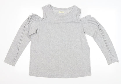 Papaya Womens Grey Polyester Pullover Sweatshirt Size 14 Pullover - Cold Shoulder