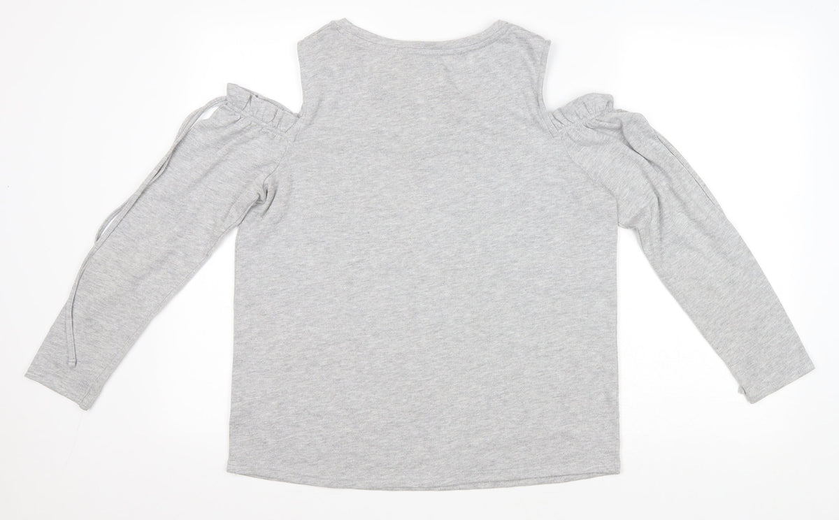 Papaya Womens Grey Polyester Pullover Sweatshirt Size 14 Pullover - Cold Shoulder