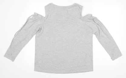 Papaya Womens Grey Polyester Pullover Sweatshirt Size 14 Pullover - Cold Shoulder