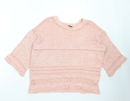 Atmosphere Womens Pink Boat Neck Cotton Pullover Jumper Size M