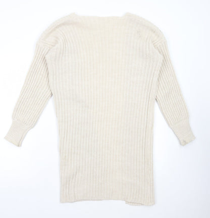 Womens UK Size S Preworn Beige Cardigan Jumper