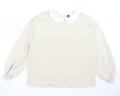 H&M Womens Beige Cotton Pullover Sweatshirt Size L Pullover