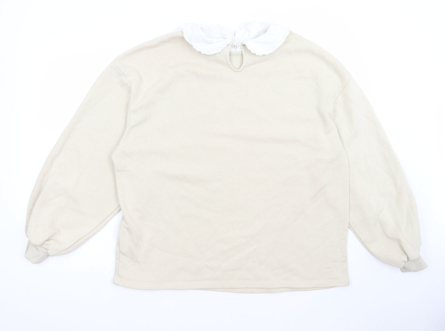 H&M Womens Beige Cotton Pullover Sweatshirt Size L Pullover