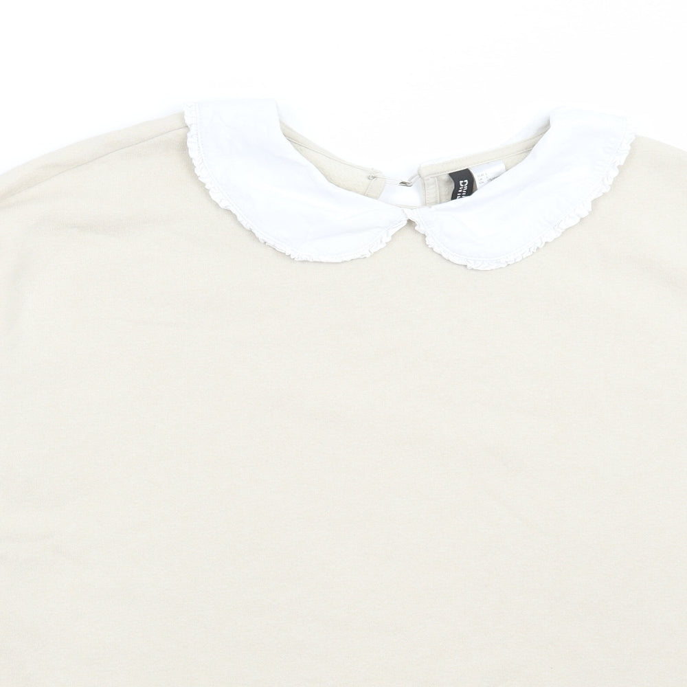 H&M Womens Beige Cotton Pullover Sweatshirt Size L Pullover