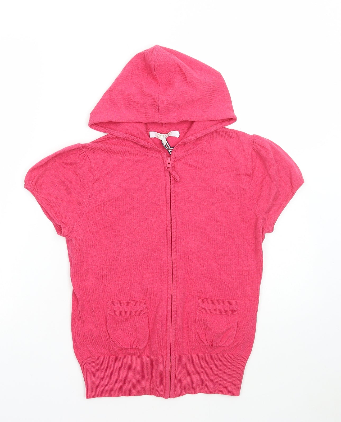 Spirit Union Womens Pink Round Neck Cotton Full Zip Jumper Size 14