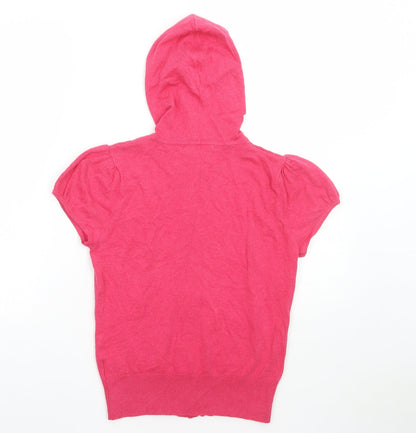 Spirit Union Womens Pink Round Neck Cotton Full Zip Jumper Size 14