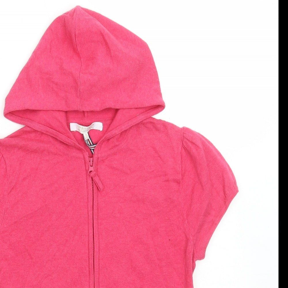 Spirit Union Womens Pink Round Neck Cotton Full Zip Jumper Size 14