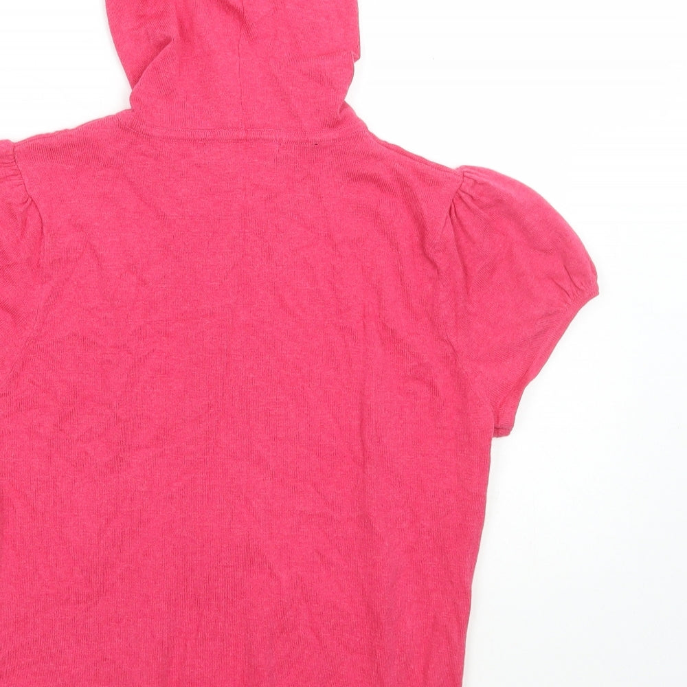 Spirit Union Womens Pink Round Neck Cotton Full Zip Jumper Size 14
