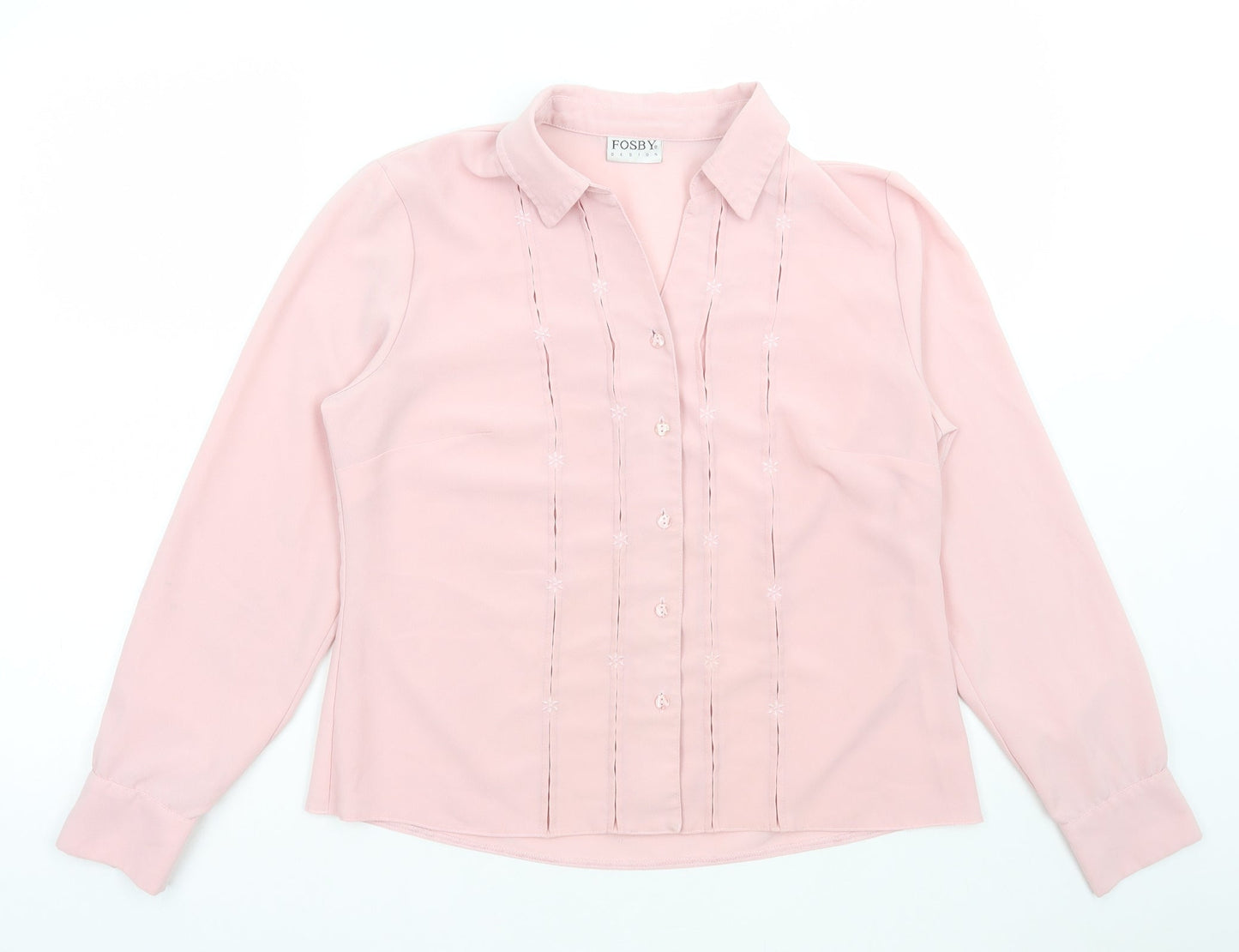 Womens UK Size 14 FOSBY Pink Basic Button-Up