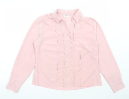 Womens UK Size 14 FOSBY Pink Basic Button-Up