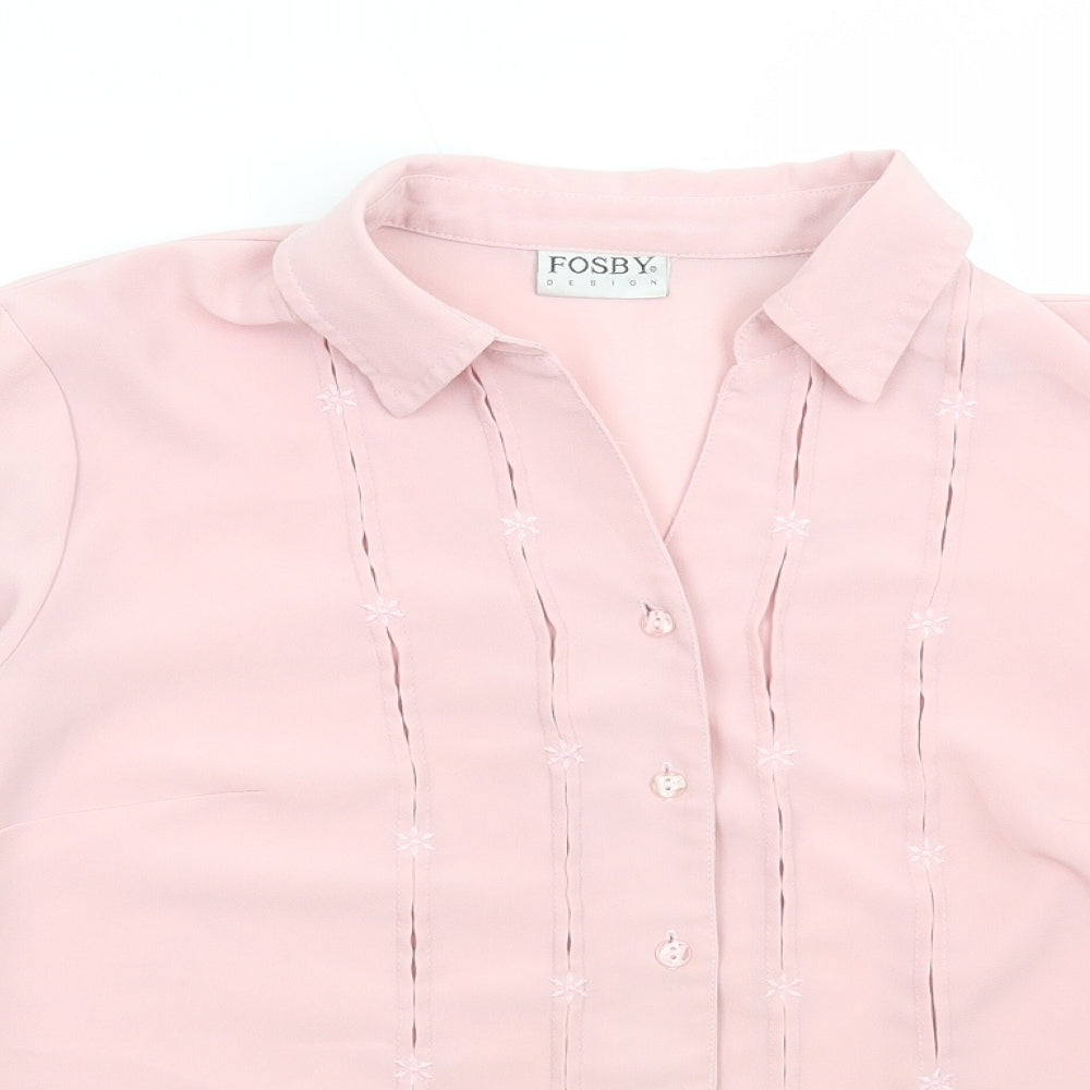 Womens UK Size 14 FOSBY Pink Basic Button-Up