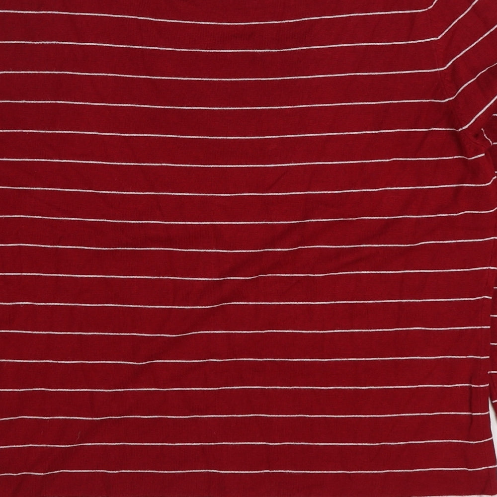 Blanca Womens Red Scoop Neck Striped Viscose Pullover Jumper Size 12
