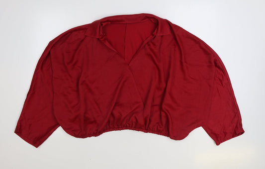 SheIn Womens Red Polyester Basic Blouse Size 3XL V-Neck