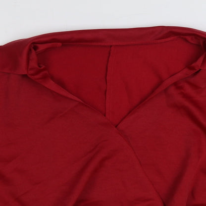 SheIn Womens Red Polyester Basic Blouse Size 3XL V-Neck