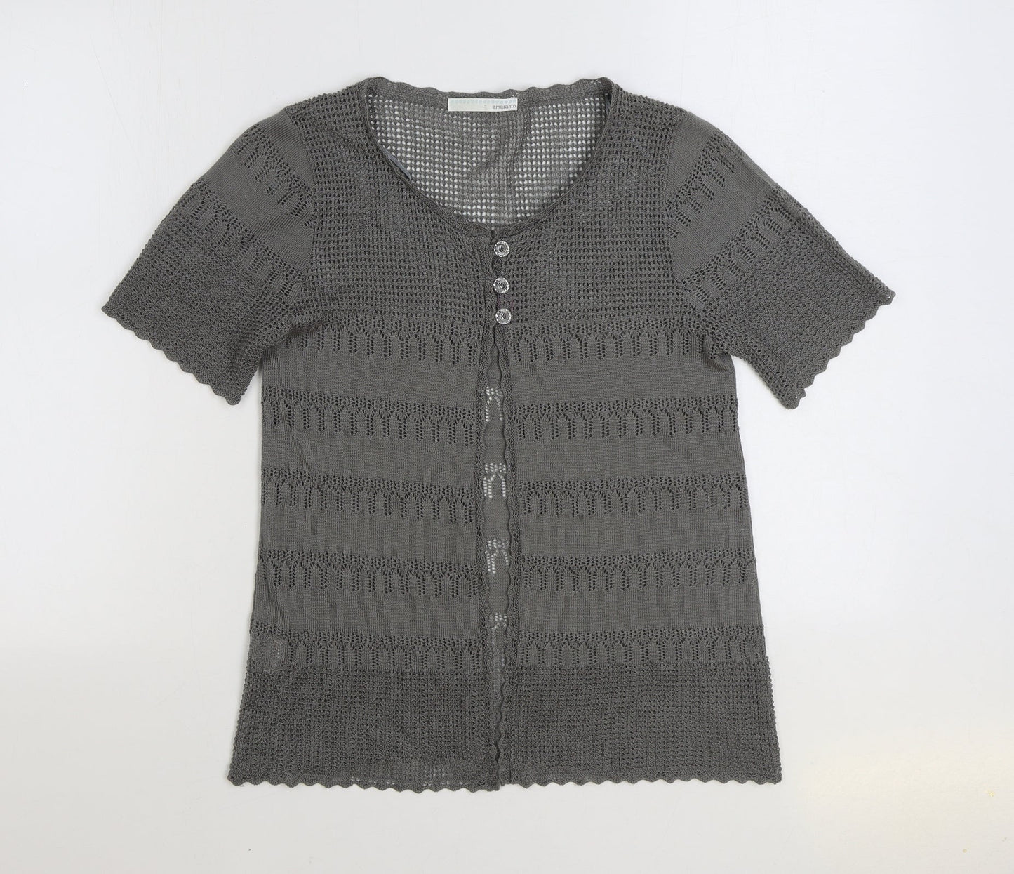 Womens UK Size 14 AMARANTO Grey Cardigan Jumper