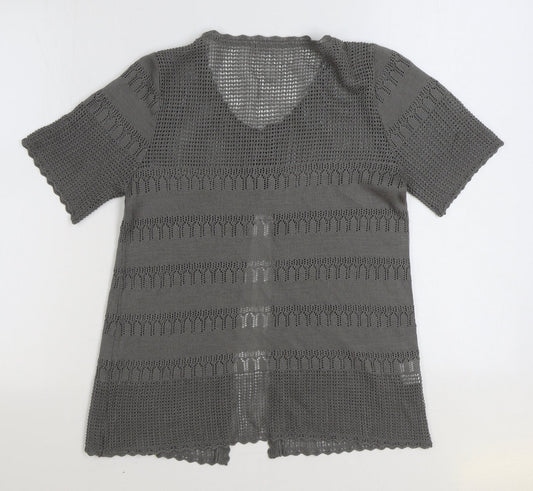 AMARANTO Womens Grey V-Neck Acrylic Cardigan Jumper Size 14