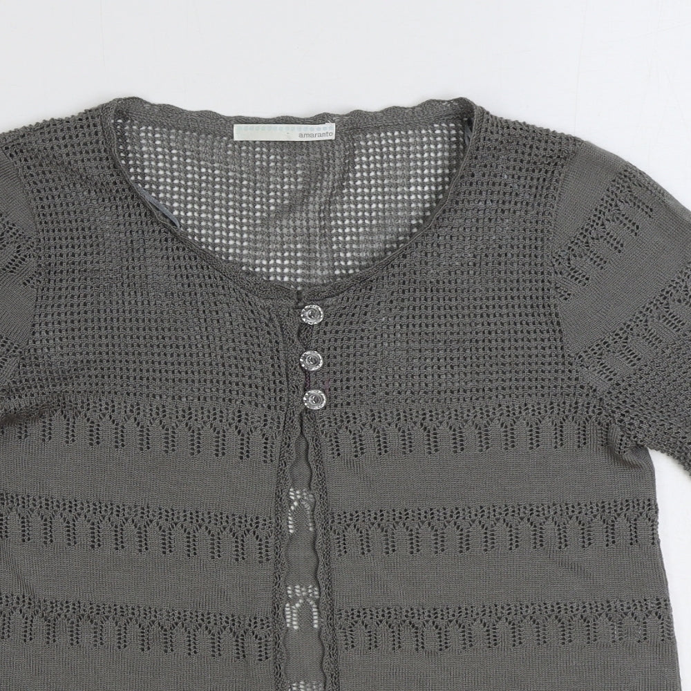 Womens UK Size 14 AMARANTO Grey Cardigan Jumper
