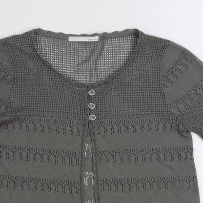 Womens UK Size 14 AMARANTO Grey Cardigan Jumper