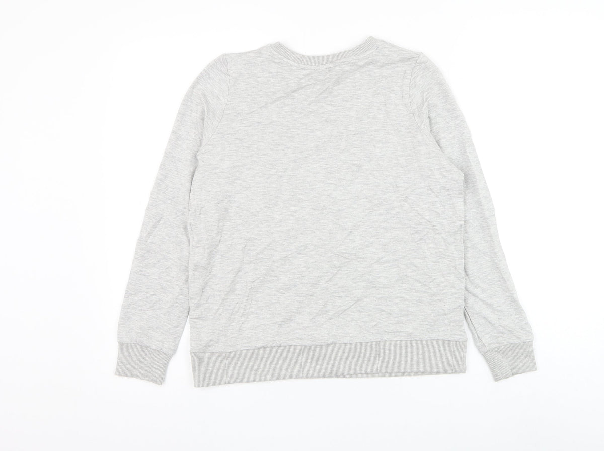 TU Womens Grey Cotton Pullover Sweatshirt Size 8 Pullover - Leopard Print Lips