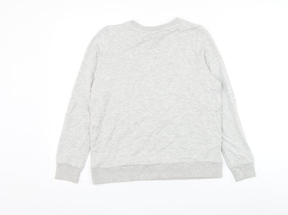 TU Womens Grey Cotton Pullover Sweatshirt Size 8 Pullover - Leopard Print Lips