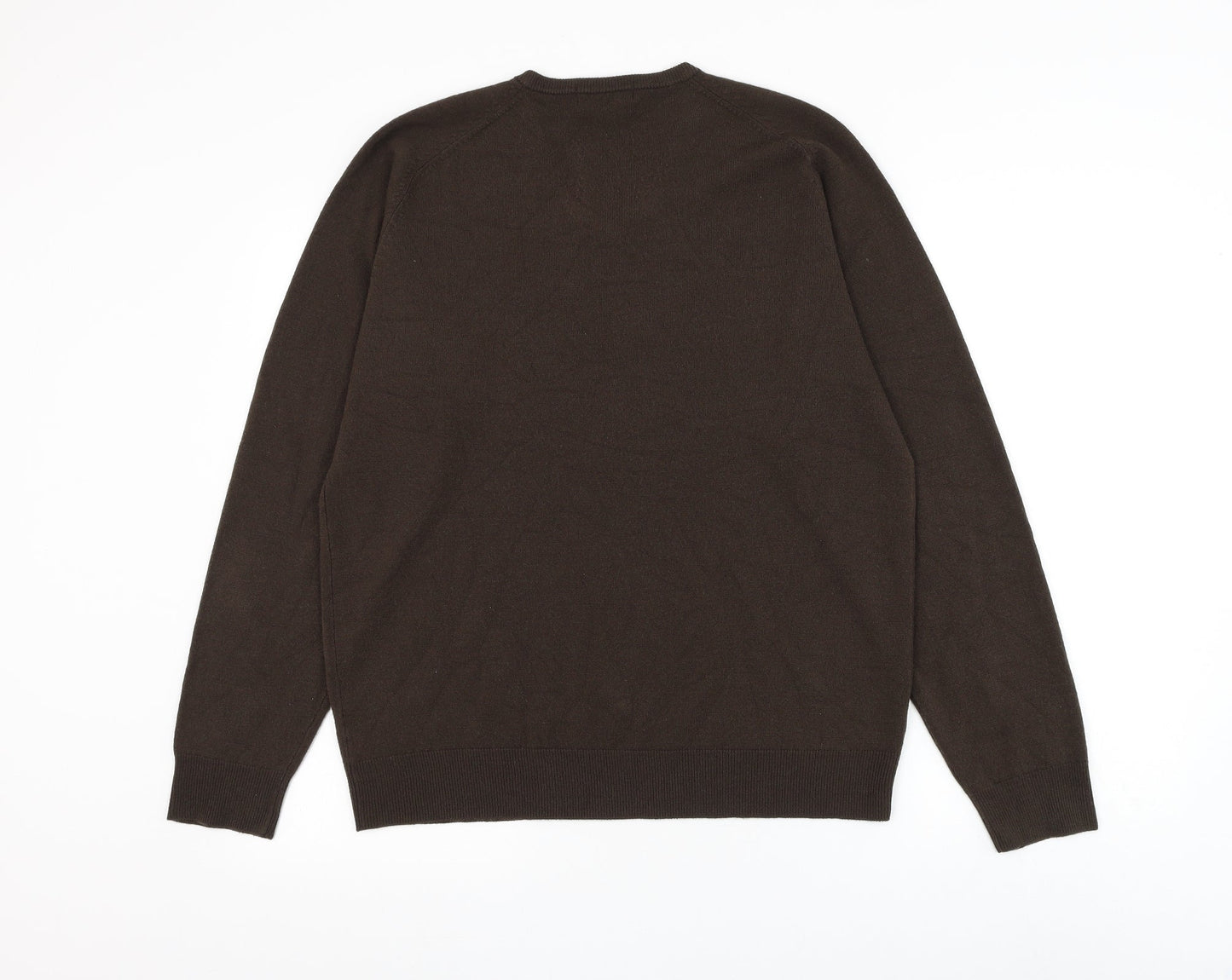 Marks and Spencer Mens Brown V-Neck Acrylic Pullover Jumper Size M