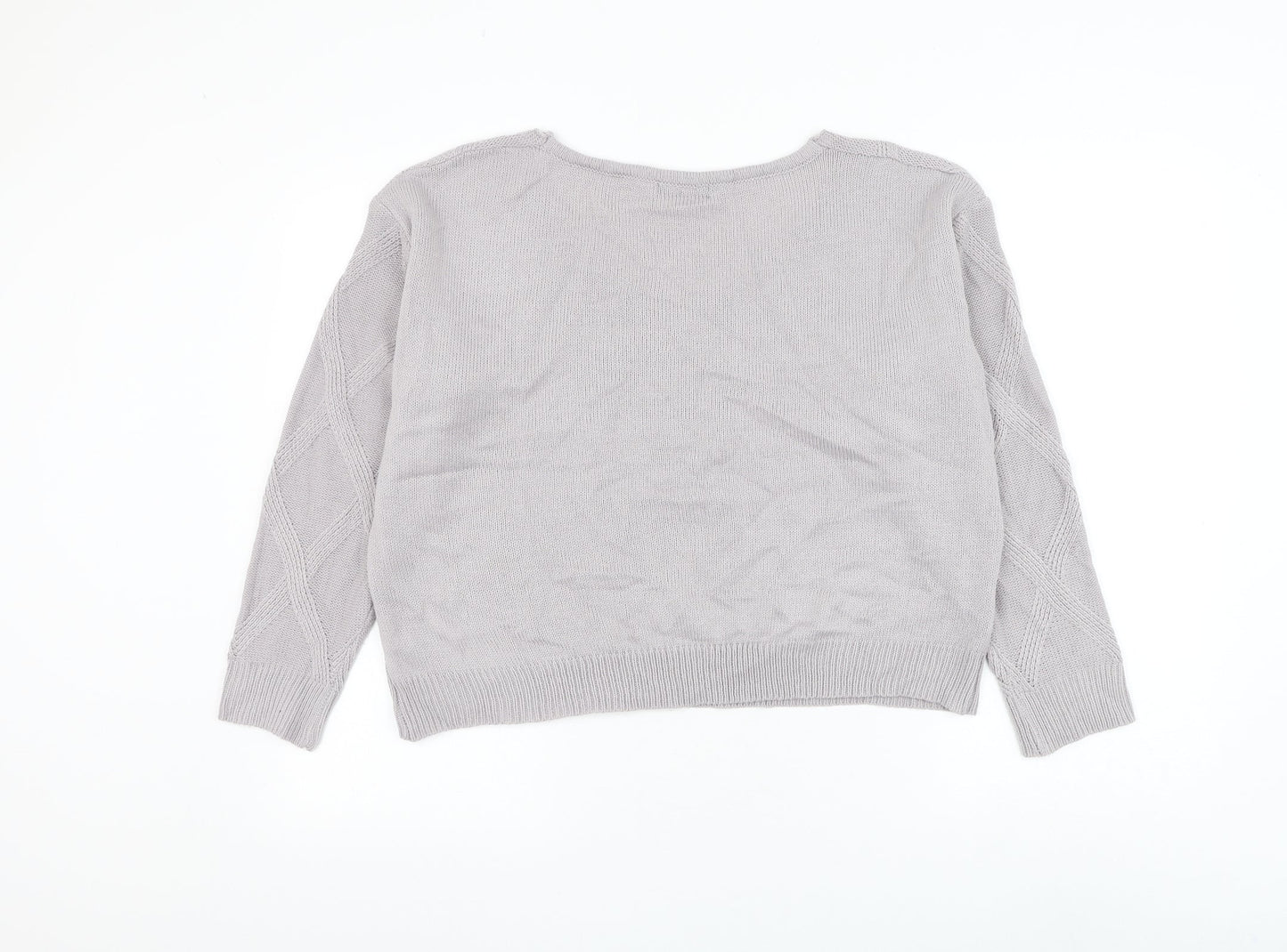 SheIn Womens Grey Scoop Neck Argyle/Diamond Acrylic Pullover Jumper Size L