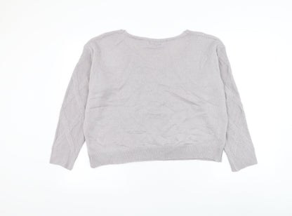 SheIn Womens Grey Scoop Neck Argyle/Diamond Acrylic Pullover Jumper Size L