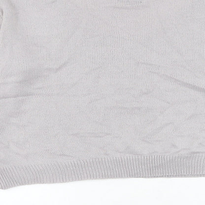 SheIn Womens Grey Scoop Neck Argyle/Diamond Acrylic Pullover Jumper Size L