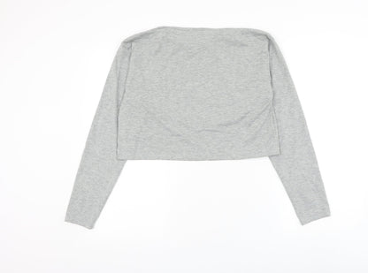 SheIn Womens Grey Cotton Cropped T-Shirt Size S Round Neck - Love