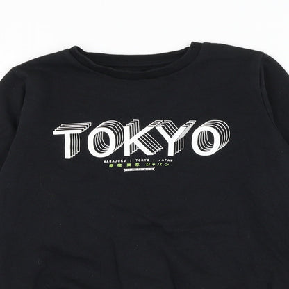 Primark Boys Black Cotton Pullover Sweatshirt Size 10-11 Years Pullover - Tokyo