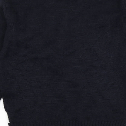 Preworn Mens Blue Round Neck Polyester Pullover Jumper Size XS - Christmas Snowman