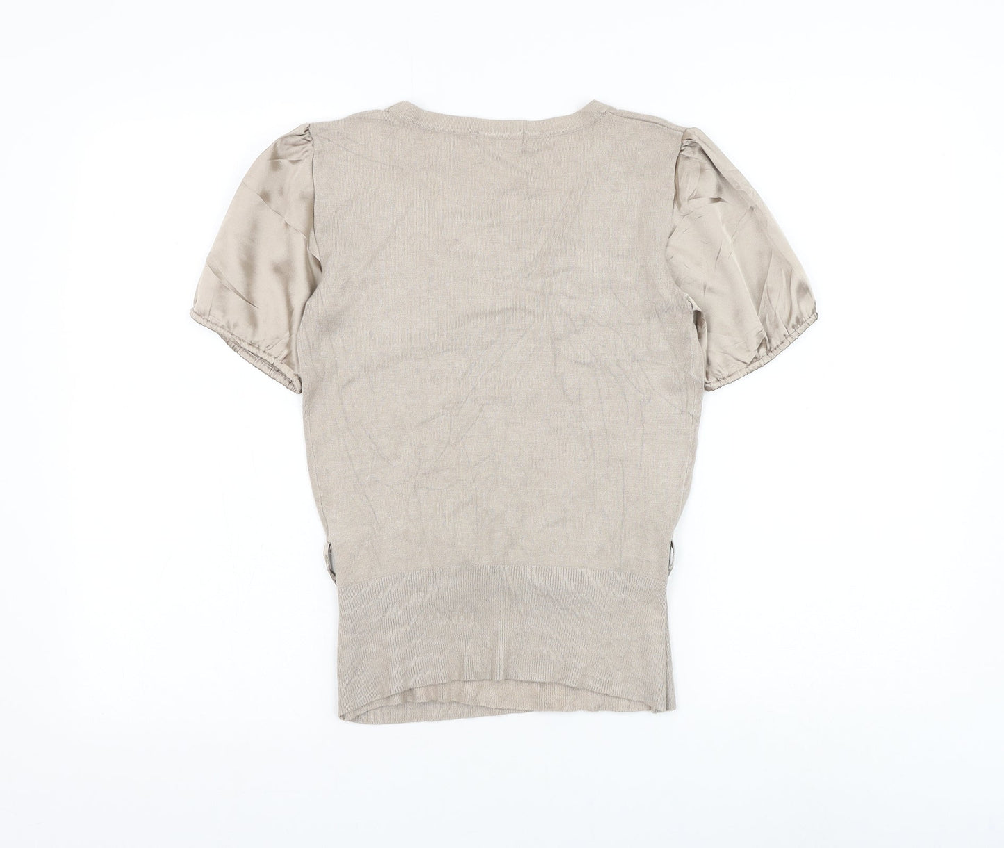Essential Style Womens Beige Viscose Basic Blouse Size 10 V-Neck