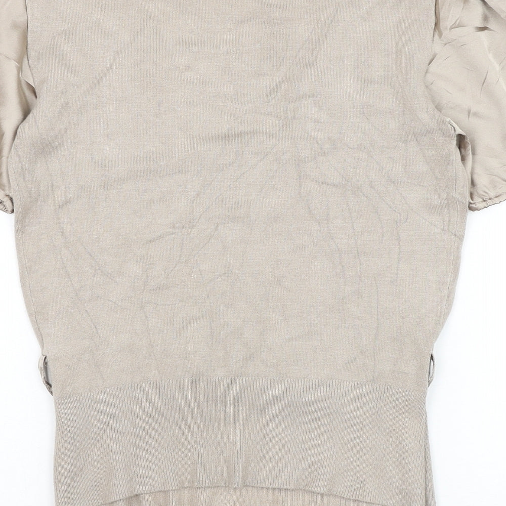 Essential Style Womens Beige Viscose Basic Blouse Size 10 V-Neck