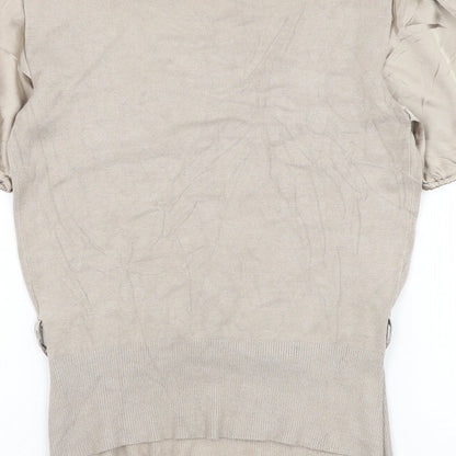 Essential Style Womens Beige Viscose Basic Blouse Size 10 V-Neck