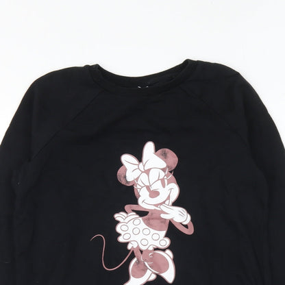 George Girls Black Cotton Pullover Sweatshirt Size 13-14 Years Pullover - Minnie Mouse