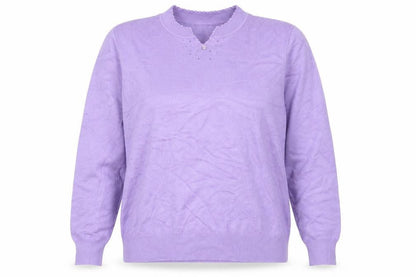 Castle Womens Purple V-Neck Viscose Pullover Jumper Size 14