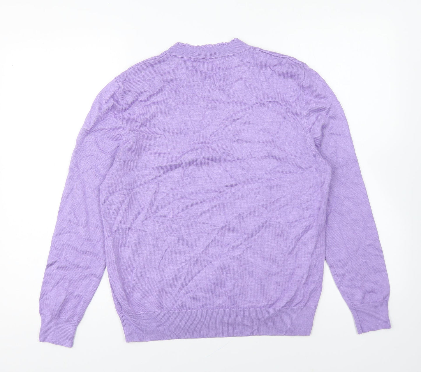 Castle Womens Purple V-Neck Viscose Pullover Jumper Size 14