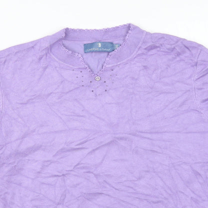 Castle Womens Purple V-Neck Viscose Pullover Jumper Size 14