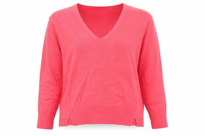 MAX&Co. Womens Pink V-Neck Acrylic Pullover Jumper Size 14