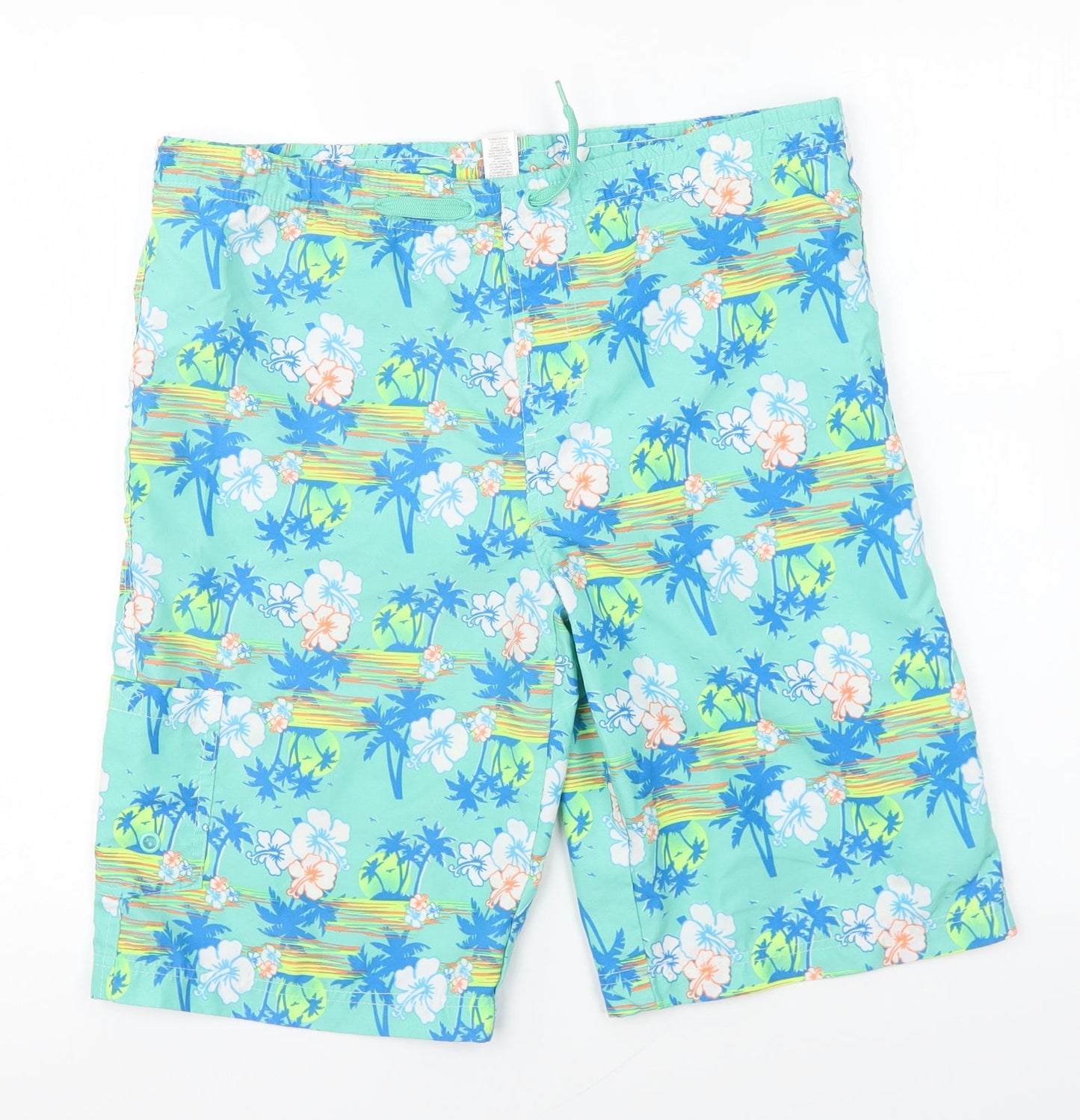 Dunnes Stores Mens Multicoloured Geometric Polyester Sweat Shorts Size 27 in L9 in Regular Drawstring - Swim Shorts