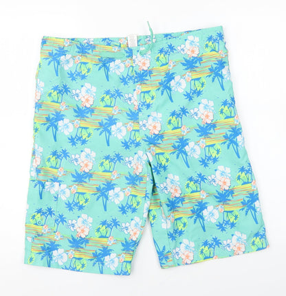 Dunnes Stores Mens Multicoloured Geometric Polyester Sweat Shorts Size 27 in L9 in Regular Drawstring - Swim Shorts