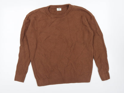 Cotton On Mens Brown Round Neck Acrylic Pullover Jumper Size M