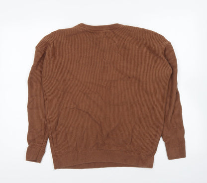 Cotton On Mens Brown Round Neck Acrylic Pullover Jumper Size M